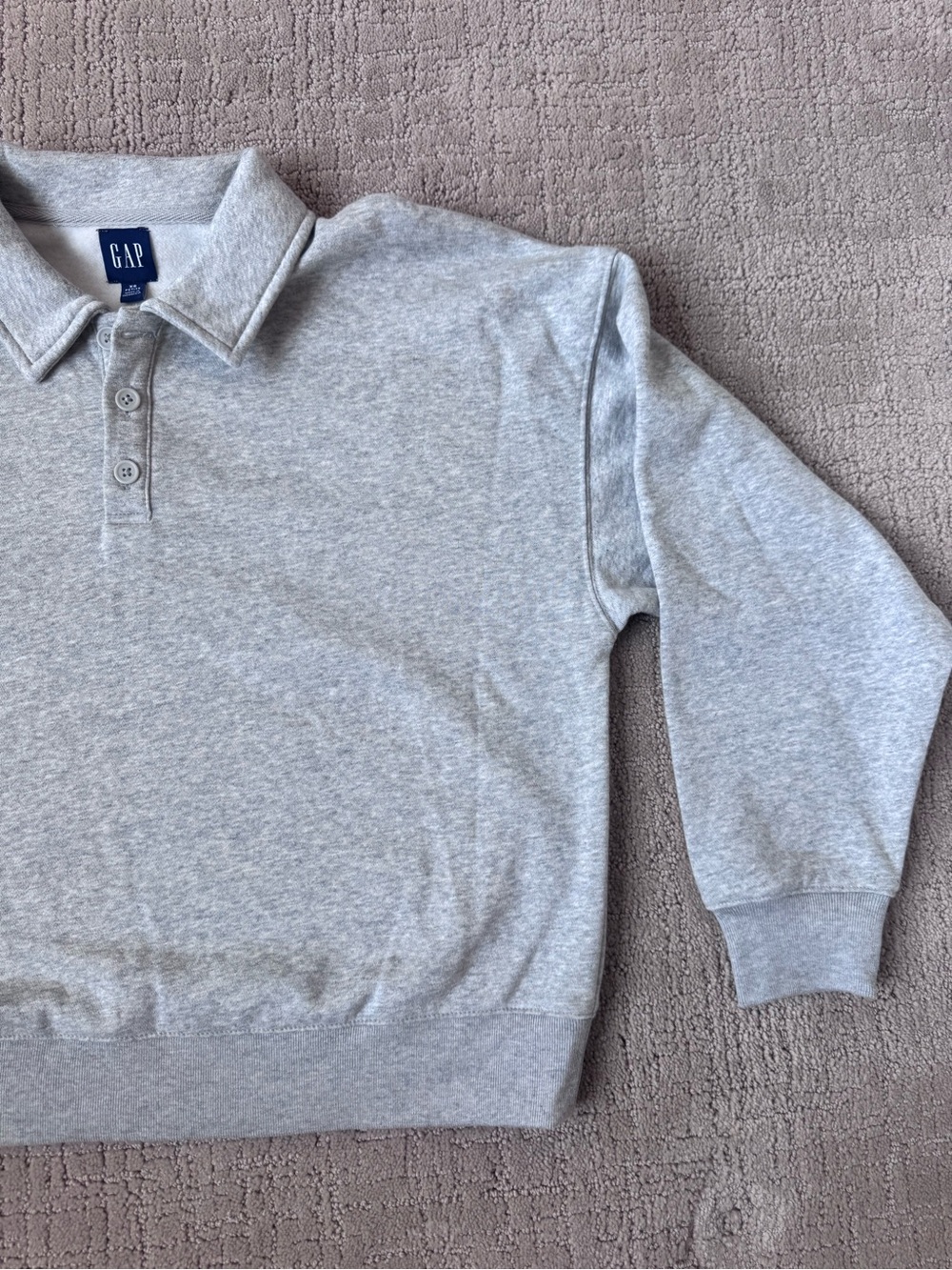 GAP Womens Light Gray Long-Sleeve Polo Sweatshirt